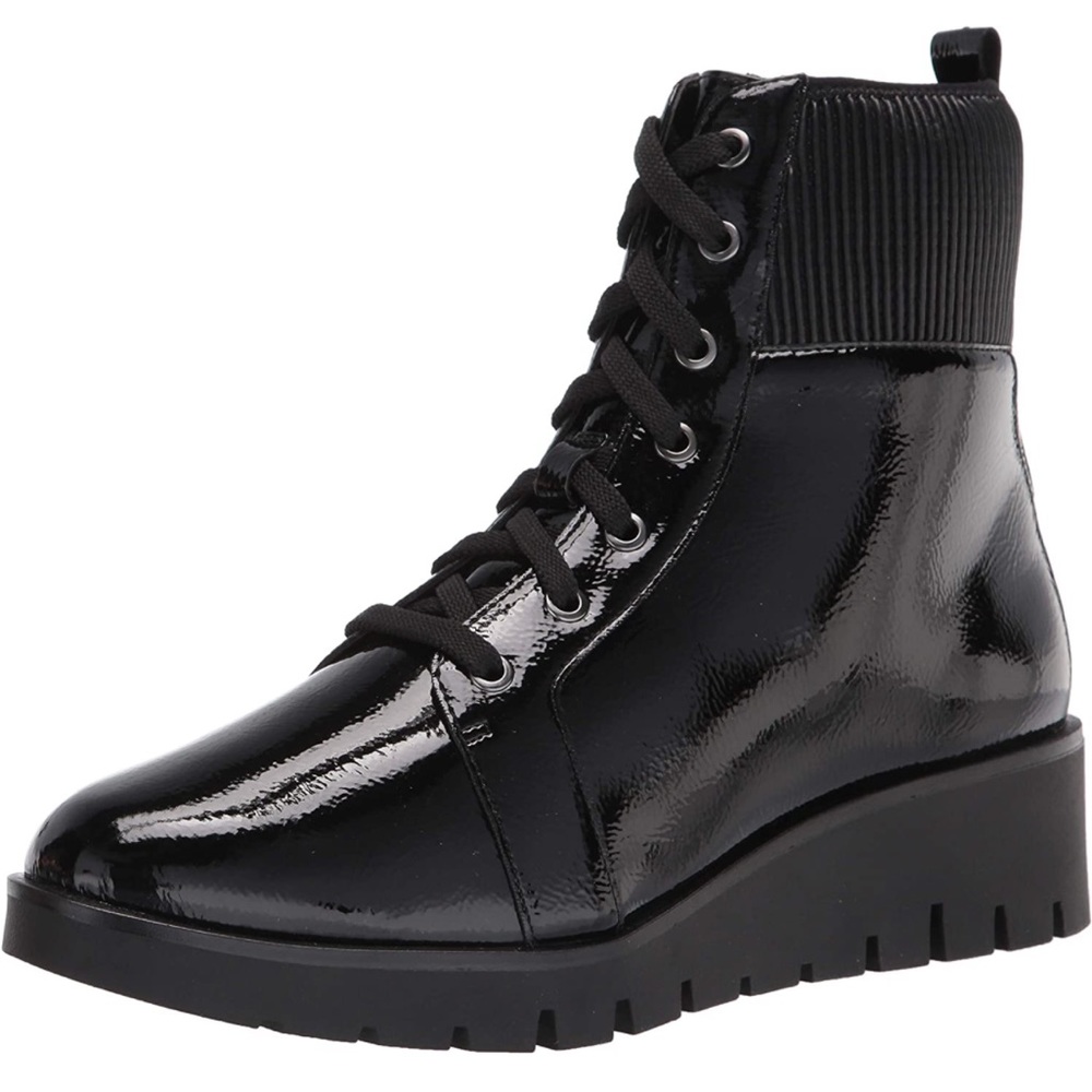 Anne Klein Duncan Combat patent leather boots . Size 6